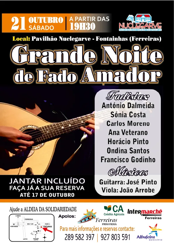 Cartaz grande noite de fado nuclegarve